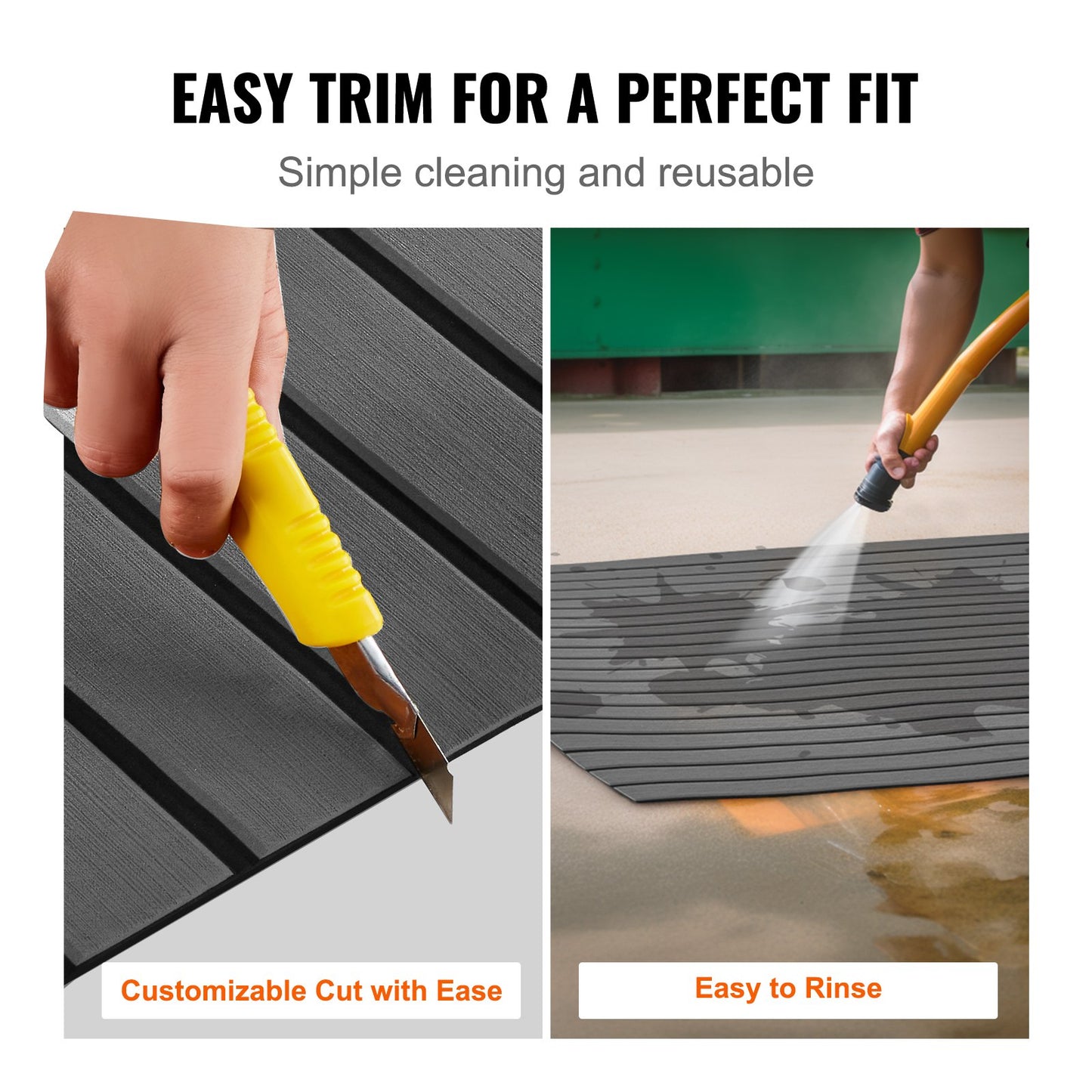 VEVOR Boat Flooring, EVA Foam Boat Decking 94.5" x 17.7", Non-Slip Self-Adhesive