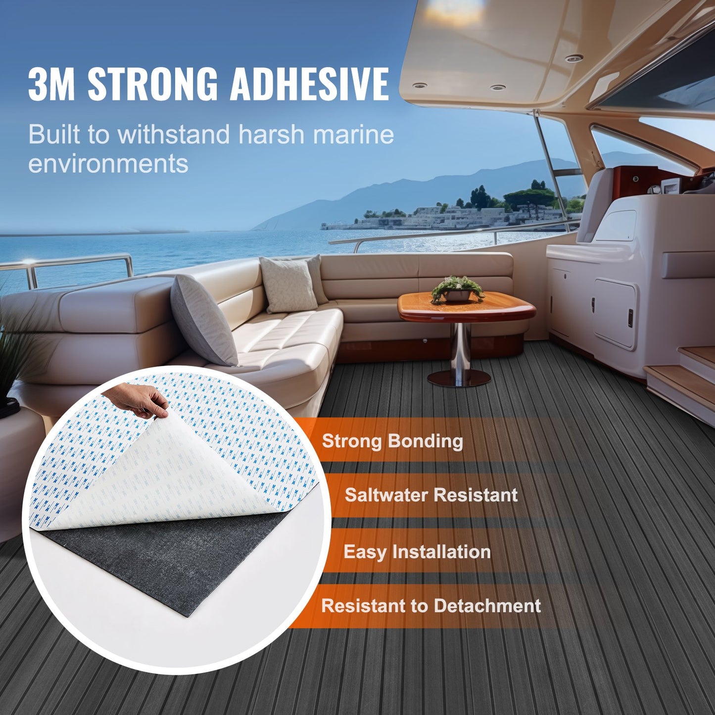 VEVOR Boat Flooring, EVA Foam Boat Decking 94.5" x 23.6", Non-Slip Self-Adhesive