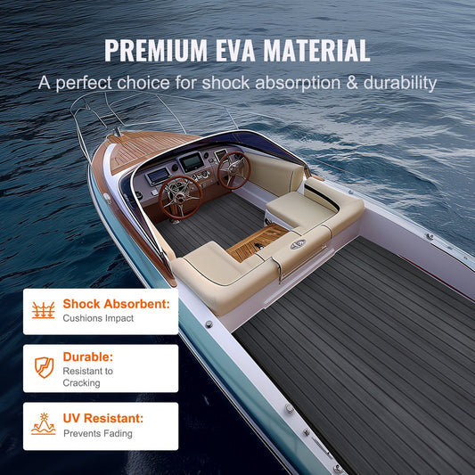 Non-Slip EVA Foam Boat Decking, 2.4m x 0.6m, Easy Install, Marine Carpet