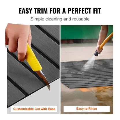 VEVOR Boat Flooring, EVA Foam Boat Decking 94.5" x 23.6", Non-Slip Self-Adhesive