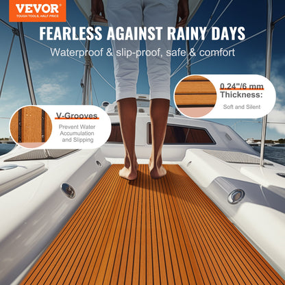 VEVOR Boat Flooring, EVA Foam Boat Decking 94.5" x 46", Non-Slip Self-Adhesive Flooring,