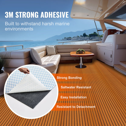 VEVOR Boat Flooring, EVA Foam Boat Decking 94.5" x 46", Non-Slip Self-Adhesive Flooring,