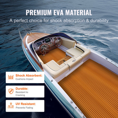 VEVOR Boat Flooring, EVA Foam Boat Decking 94.5" x 46", Non-Slip Self-Adhesive Flooring,