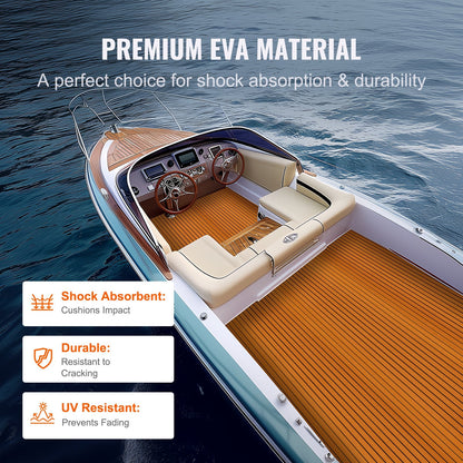 Non-Slip EVA Foam Boat Decking, 2.4m x 1.16m, Easy Install, 29.9 sq.ft Coverage