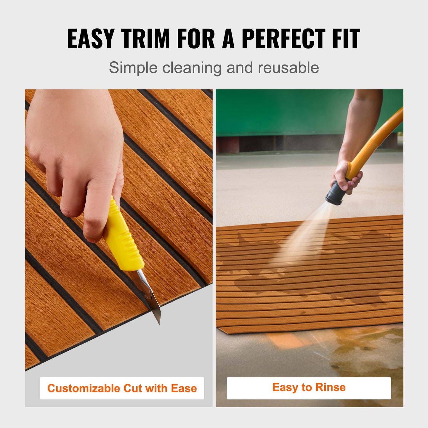 VEVOR Boat Flooring, EVA Foam Boat Decking 94.5" x 46", Non-Slip Self-Adhesive Flooring,