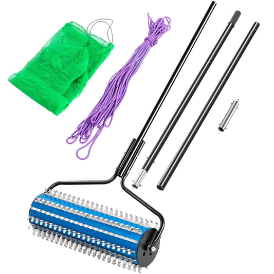 VEVOR Roller Weed Rake, 12 ft Lake Weed Cutter, Clean Aquatic Weeds Muck Silt Lake