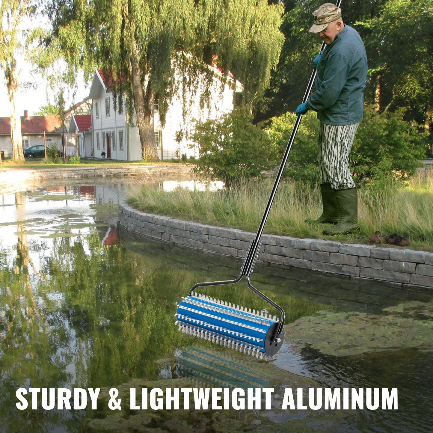 Roller Lake Weed Cutter with 3.65m Rake for Aquatic Landscaping and Beach Cleaning