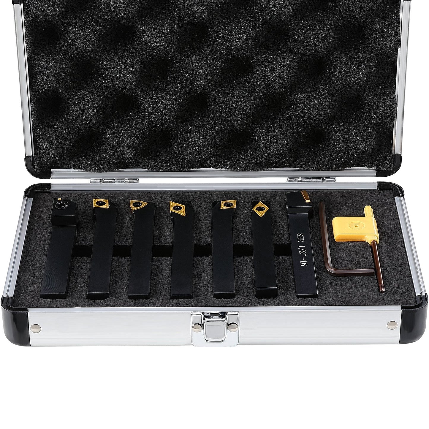 7-Piece Indexable Carbide Lathe Tool Set, 0.5m Holder, High Precision & Durable