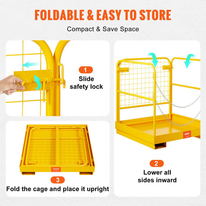 Foldable Forklift Man Basket, 544 kg Capacity, 0.91 x 0.91 m Safety Cage