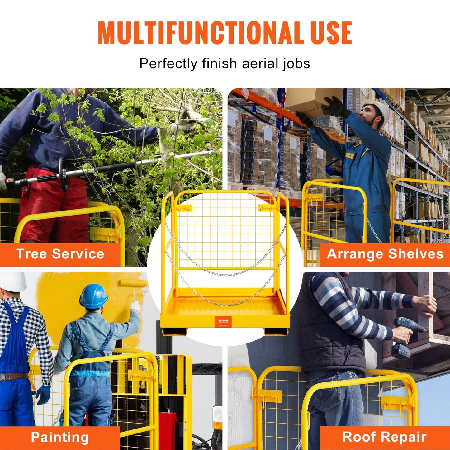Foldable Forklift Man Basket, 544 kg Capacity, 0.91 x 0.91 m Safety Cage
