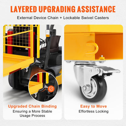 Folding Forklift Work Platform, 0.92 x 0.92 m, 544 kg Capacity, Lockable Wheels