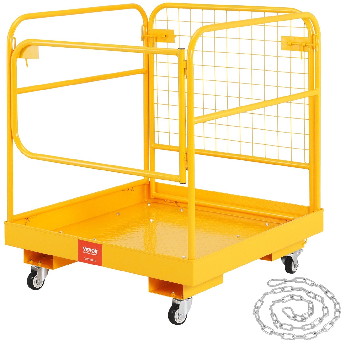 Folding Forklift Work Platform, 0.92 x 0.92 m, 544 kg Capacity, Lockable Wheels