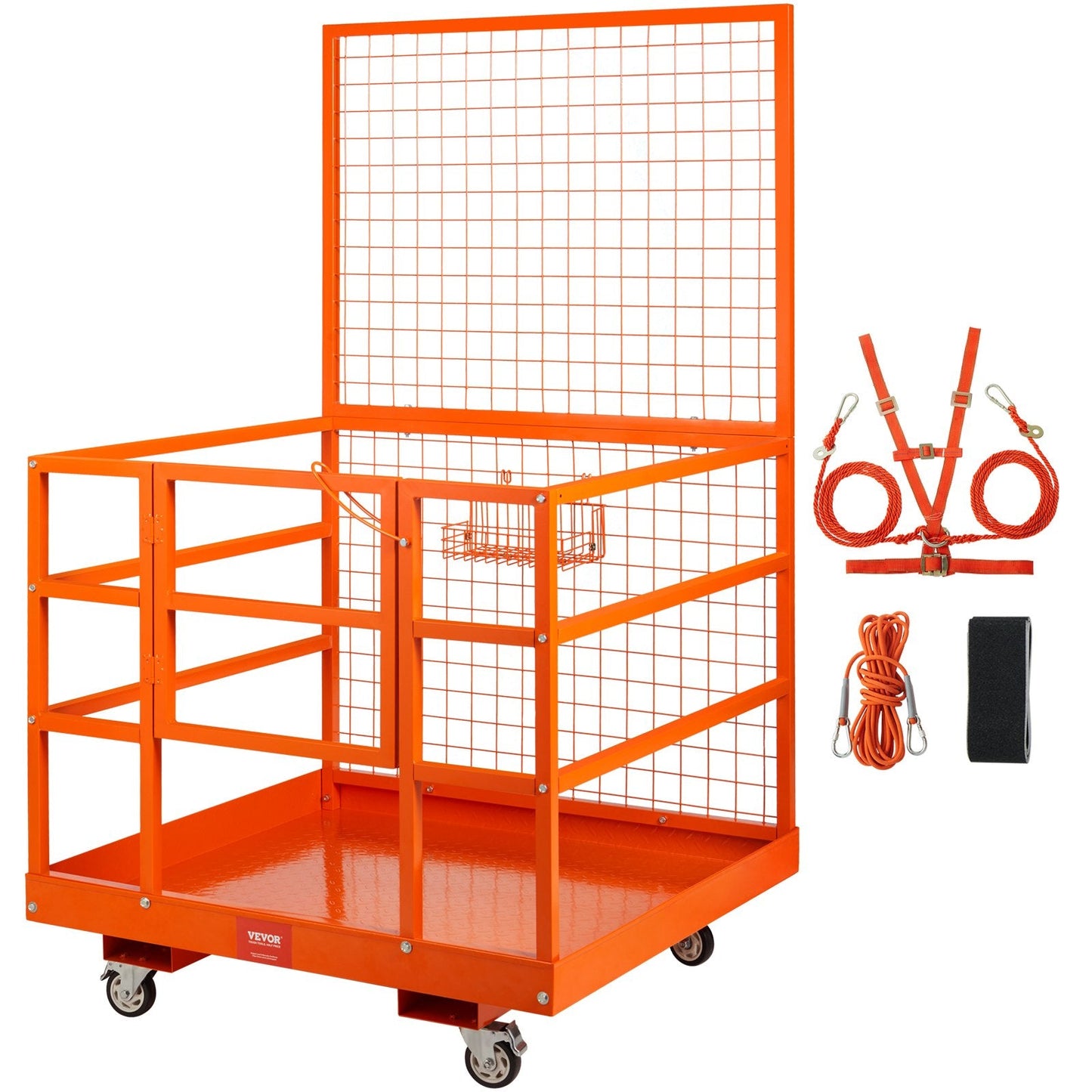 Heavy-Duty Forklift Safety Cage with Wheels, 114x109 cm, 635 kg Capacity