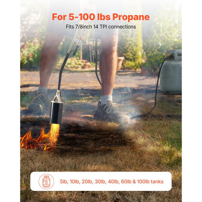 Propane Weed Torch Burner Ice Snow Melter 1800000 BTU 3 m Hose Blow Torch