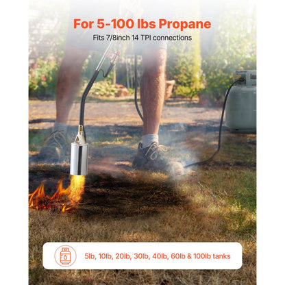Propane Weed Torch Burner Ice Snow Melter 1800000 BTU 3 m Hose Portable