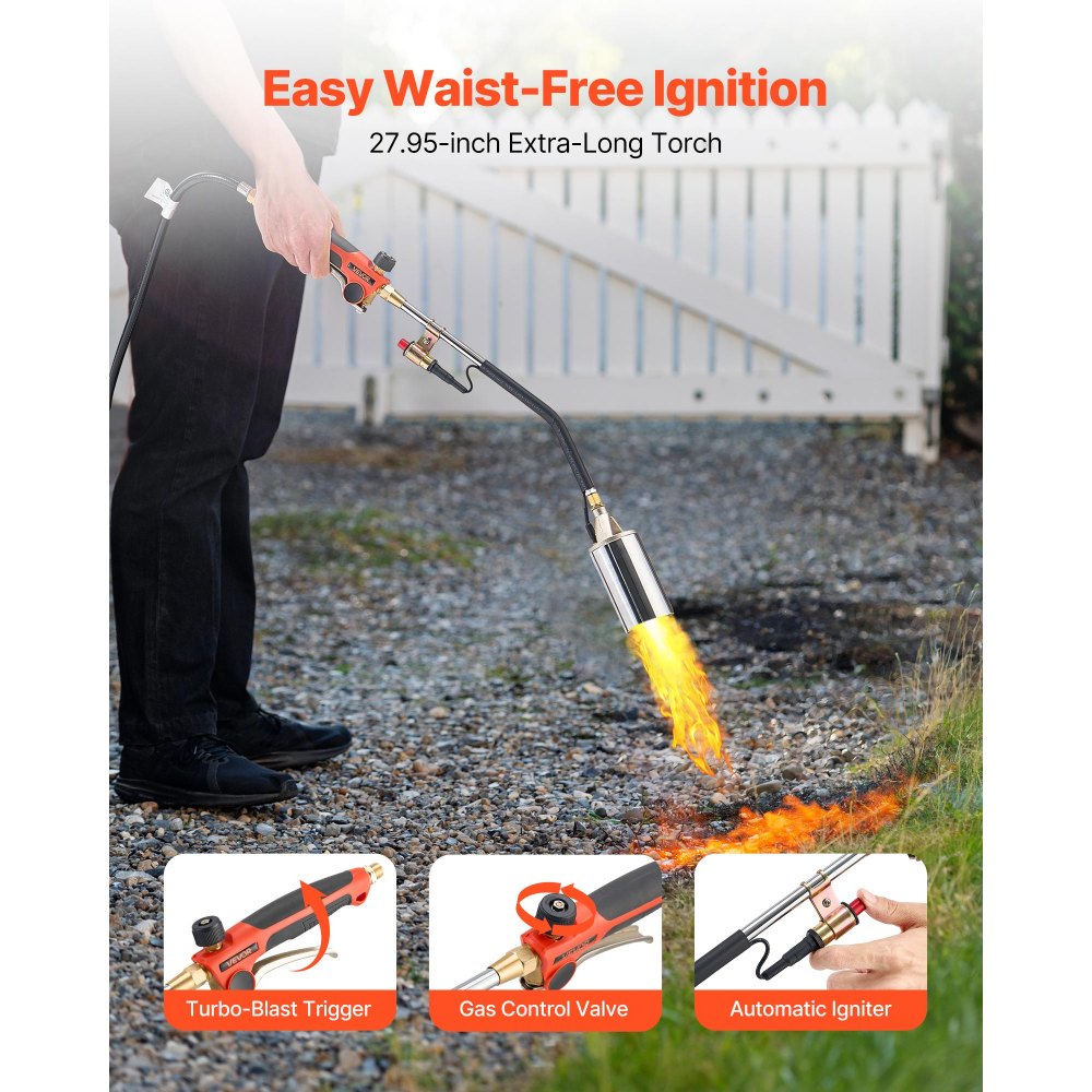 Propane Weed Torch Burner Ice Snow Melter 1800000 BTU 3 m Hose Portable