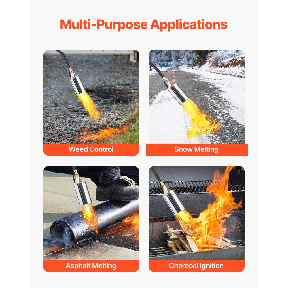 Propane Weed Torch Burner Ice Snow Melter 1800000 BTU 3 m Hose Portable