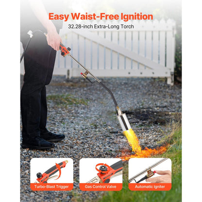 Propane Weed Torch Burner Ice Snow Melter 2400000 BTU 3 m Hose Portable