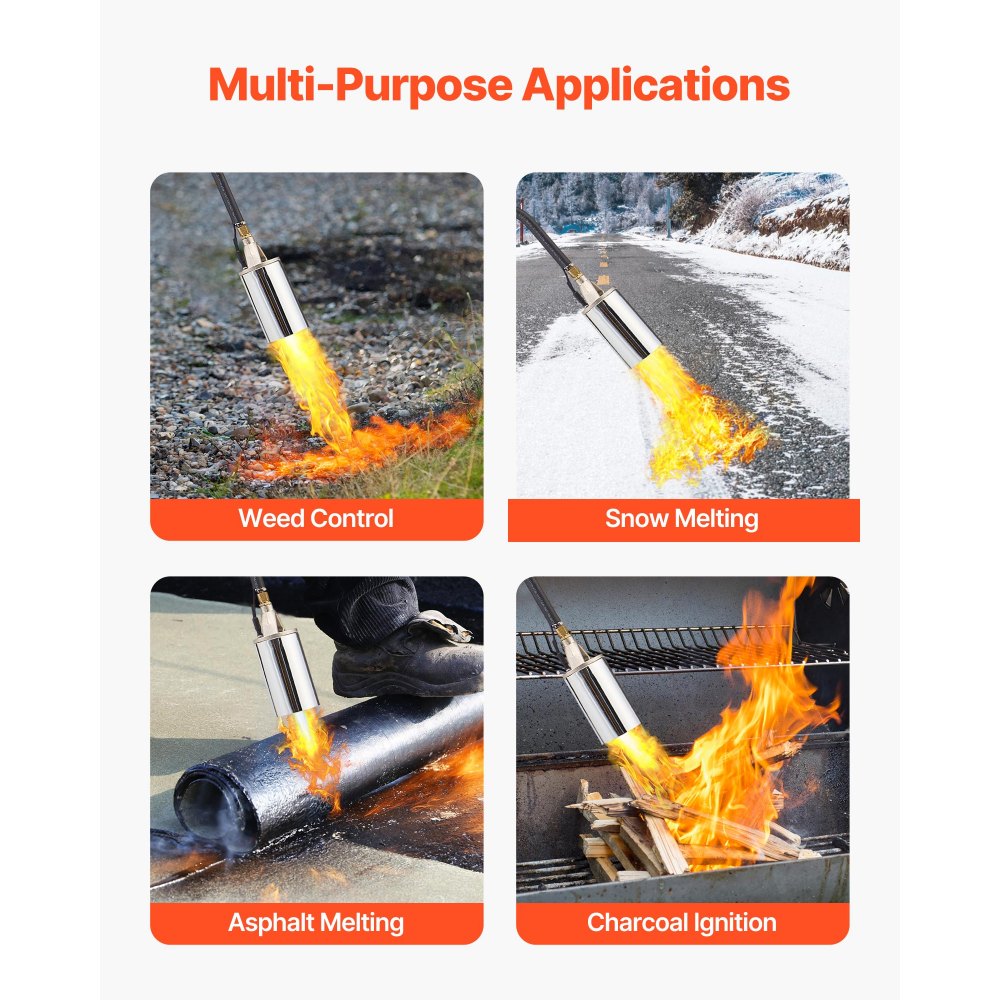 Propane Weed Torch Burner Ice Snow Melter 2400000 BTU 3 m Hose Portable