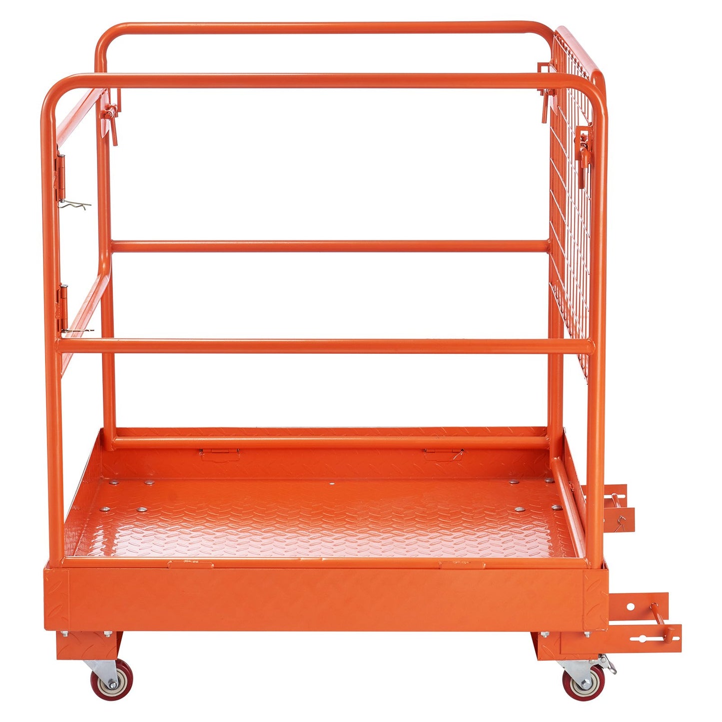 Forklift Safety Cage, 930 x 930 mm, Forklift Man Basket with 4 Wheels, 544.31 kg Load Capacity, Heavy Duty Work Platform, Collapsible Lift Basket Safety Set, for Most Aerial Jobs Lifting Loader
