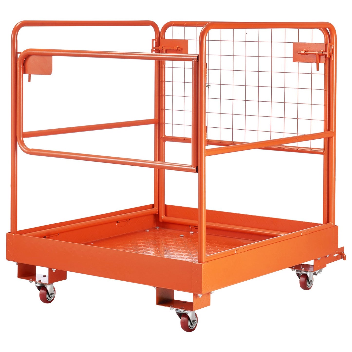 Forklift Safety Cage, 930 x 930 mm, Forklift Man Basket with 4 Wheels, 544.31 kg Load Capacity, Heavy Duty Work Platform, Collapsible Lift Basket Safety Set, for Most Aerial Jobs Lifting Loader