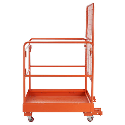 Forklift Safety Cage, 920 x 1045 mm, Forklift Man Basket with 4 Wheels, 544.31 kg Load Capacity, Heavy Duty Work Platform Collapsible Lift Basket, Safety Harness, for Aerial Work Lifting Loader