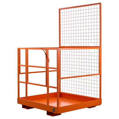 Forklift Safety Cage, 1225 x 1148 mm, Heavy Duty Forklift Man Basket, 635.03 kg Capacity Collapsible Work Platform Lift Basket with Safety Harness & Lock, for Most Aerial Jobs Lifting Loader