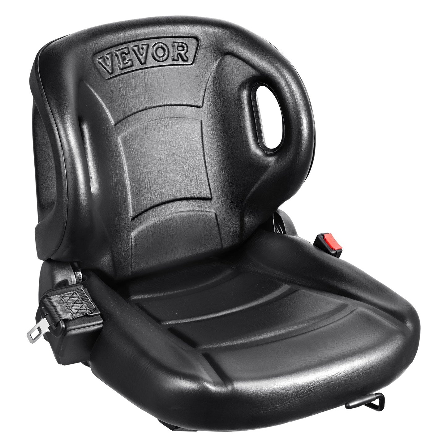 Universal Forklift Seat with Adjustable Backrest and Safety Belt, Black, 12 kg