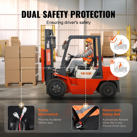 Universal Forklift & Tractor Seat with Adjustable Backrest and Safety Features
