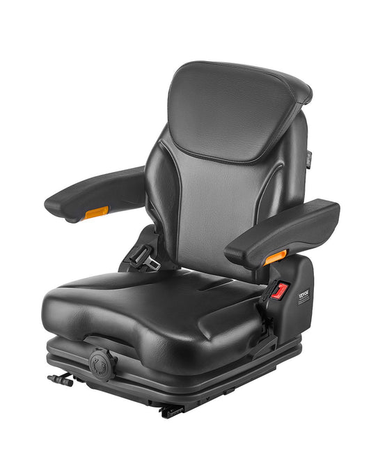 VEVOR Forklift Seat Fold Down Tractor Suspension Seat Adjustable Back & Headrest