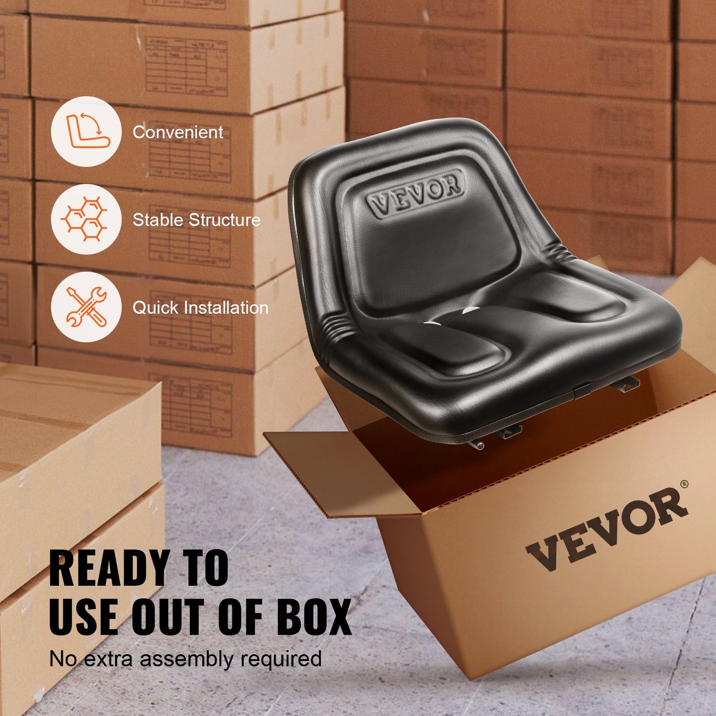 VEVOR Universal Tracor Seat, Lawn Mower Seat with Micro Switch and Drainage Holes,