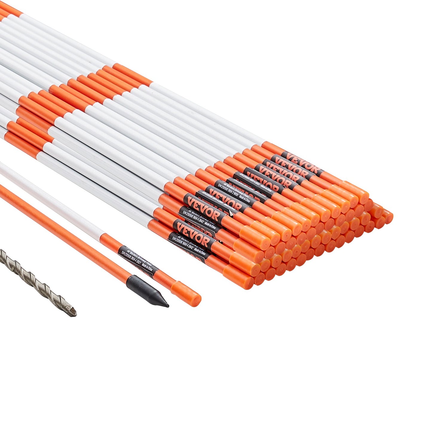 VEVOR Driveway Markers, 50 PCS 121.5 cm, 0.78 cm Diameter Orange Fiberglass Poles