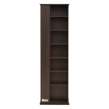 Media Storage Cabinet, CD Rack Tower, 34 Compartments Rotating Media Tower Rack for CDs, DVDs, Books and Game Discs, DVD Stand for Living Room, Home Office and Recording Room, Brown