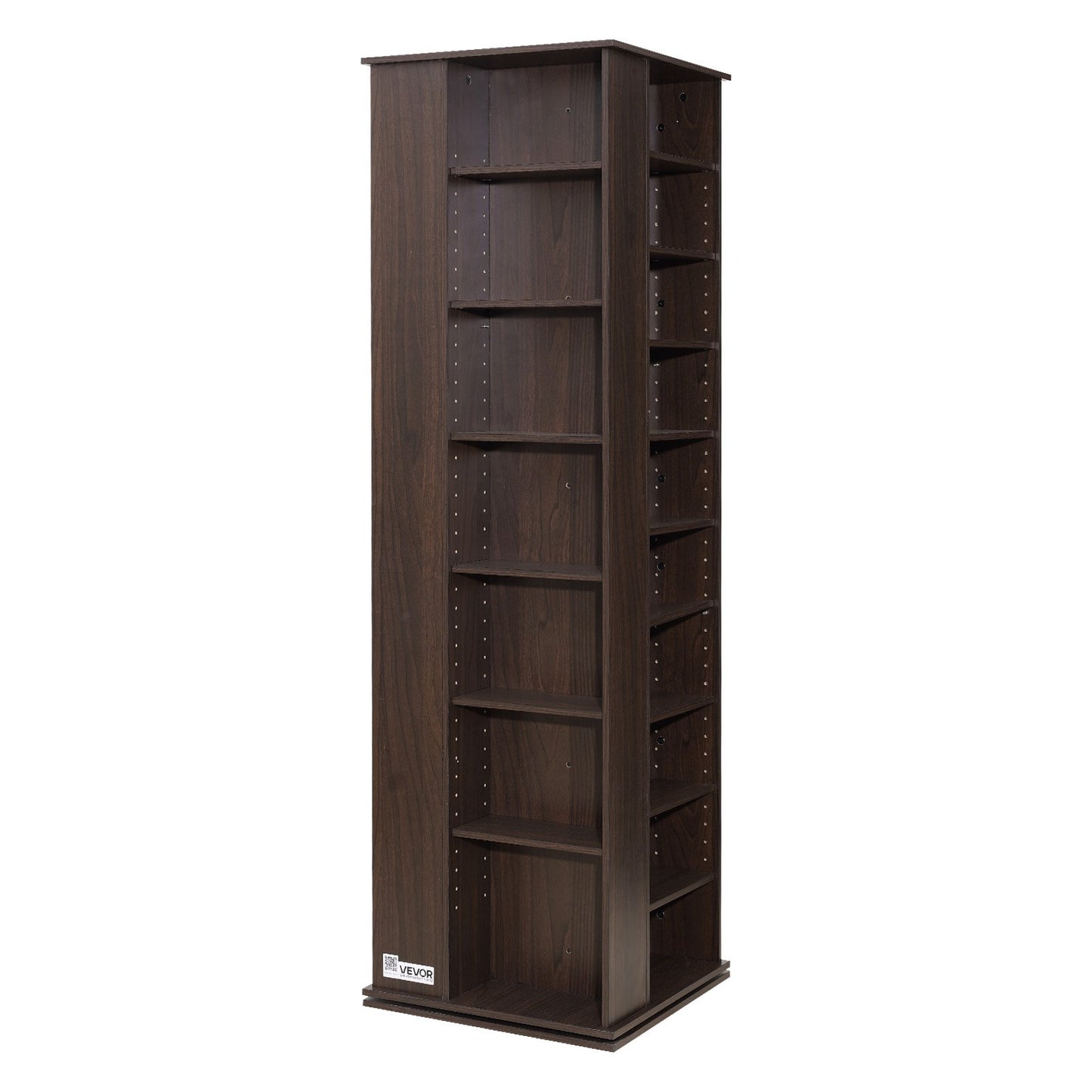Media Storage Cabinet, CD Rack Tower, 34 Compartments Rotating Media Tower Rack for CDs, DVDs, Books and Game Discs, DVD Stand for Living Room, Home Office and Recording Room, Brown