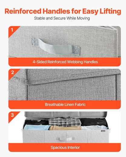 Under Bed Storage with Lids, 805 x 405 x 155 mm, 48L Large Underbed Clothes Storage Containers, Low Profile Gray Under Bed Drawer Shoe Organizer Bins Box for Blanket Shoe Bedroom, 2 Pack