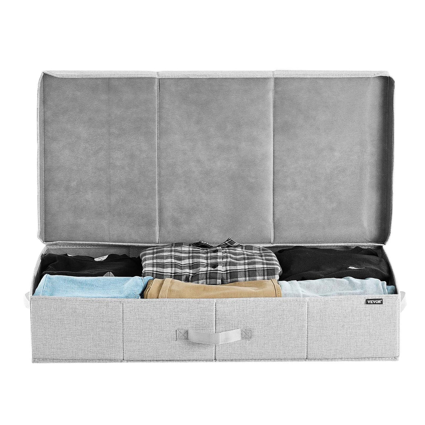 Under Bed Storage with Lids, 805 x 405 x 155 mm, 48L Large Underbed Clothes Storage Containers, Low Profile Gray Under Bed Drawer Shoe Organizer Bins Box for Blanket Shoe Bedroom, 2 Pack