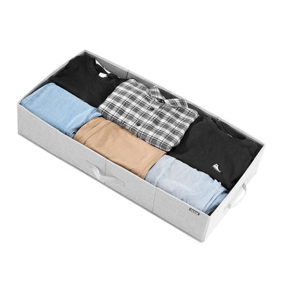 Under Bed Storage with Lids, 805 x 405 x 155 mm, 48L Large Underbed Clothes Storage Containers, Low Profile Gray Under Bed Drawer Shoe Organizer Bins Box for Blanket Shoe Bedroom, 2 Pack