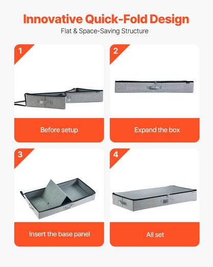 Under Bed Storage with Clear Lids, 850 x 430 x 120 mm, 45L Large Underbed Clothes Storage Containers, Low Profile Under Bed Drawer Shoe Organizer Bins Box for Blanket Shoe Bedroom, 2 Pack