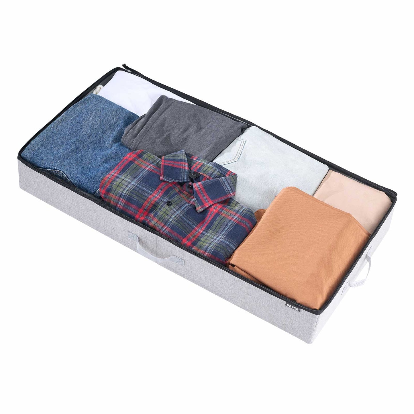 Under Bed Storage with Clear Lids, 850 x 430 x 120 mm, 45L Large Underbed Clothes Storage Containers, Low Profile Under Bed Drawer Shoe Organizer Bins Box for Blanket Shoe Bedroom, 2 Pack