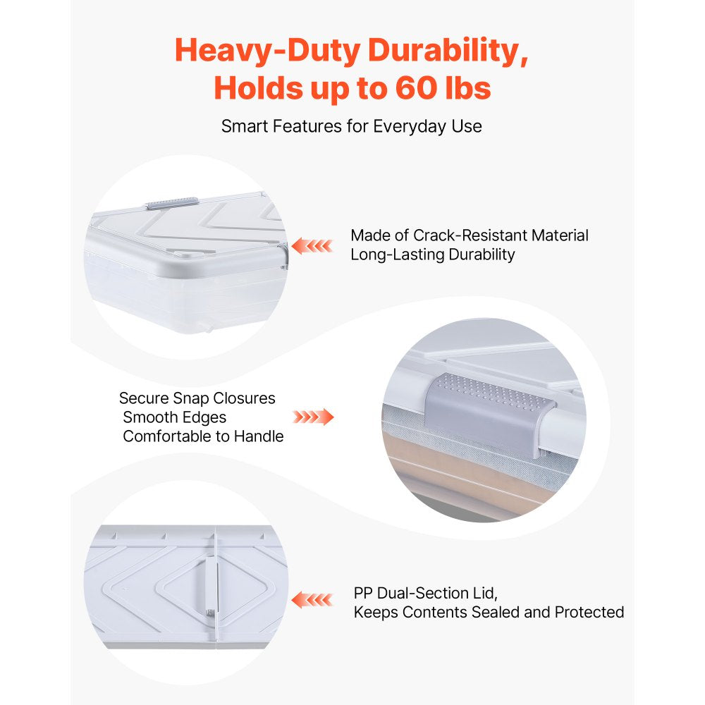 VEVOR Under Bed Storage with Wheels 805x396x175 mm Rolling Storage Bags 4 Pack
