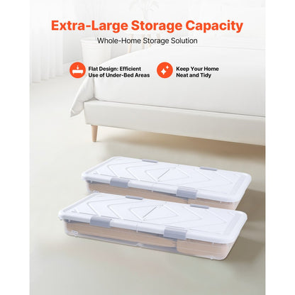 VEVOR Under Bed Storage with Wheels 1010x510x150 mm Rolling Storage Bags 2 Pack