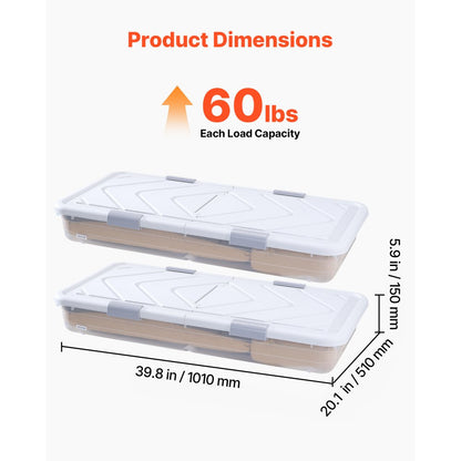 VEVOR Under Bed Storage with Wheels 1010x510x150 mm Rolling Storage Bags 2 Pack