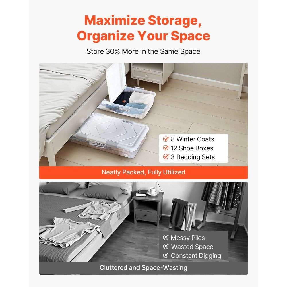 VEVOR Under Bed Storage with Wheels 1010x510x150 mm Rolling Storage Bags 2 Pack