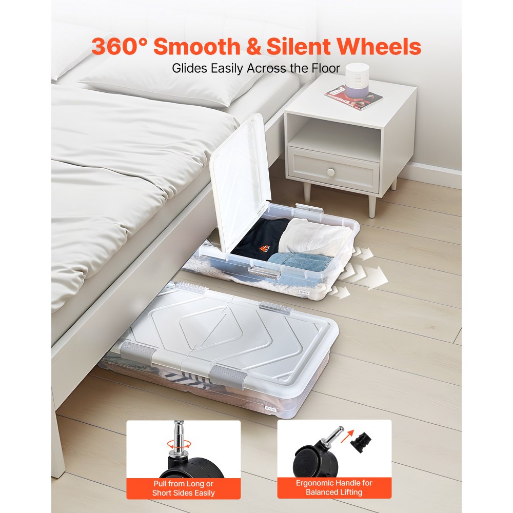 VEVOR Under Bed Storage with Wheels 1010x510x150 mm Rolling Storage Bags 2 Pack