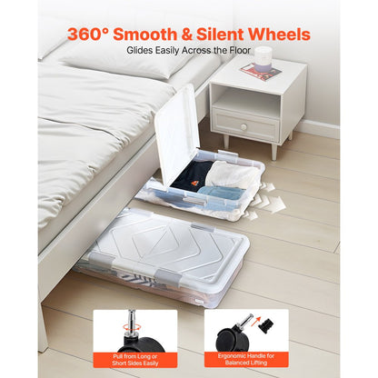 VEVOR Under Bed Storage with Wheels 1010x510x150 mm Rolling Storage Bags 2 Pack