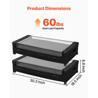 Under Bed Storage with Wheels 770x470x173 mm Rolling Storage Bags 2 Pack