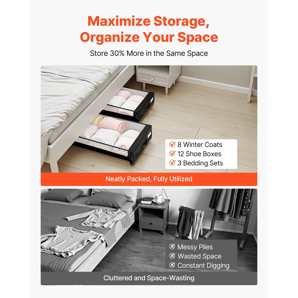 Under Bed Storage with Wheels 770x470x173 mm Rolling Storage Bags 2 Pack