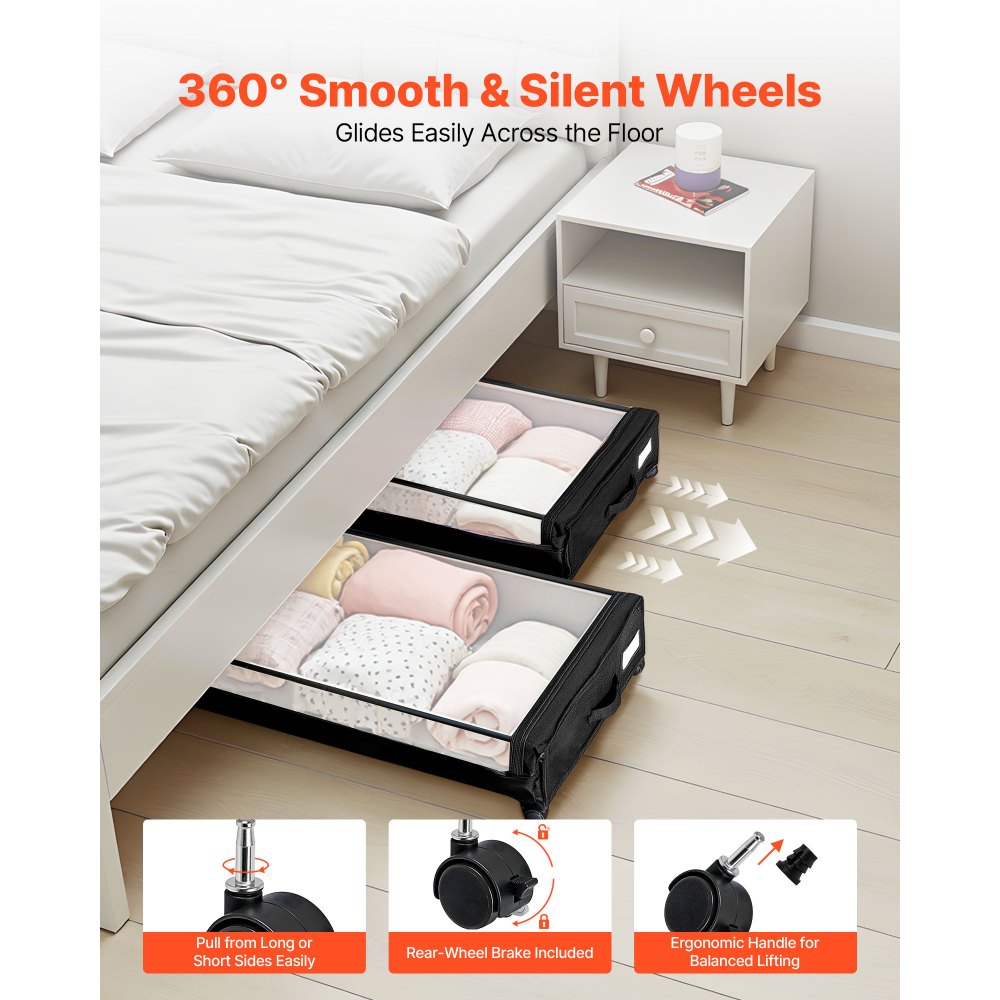 Under Bed Storage with Wheels 770x470x173 mm Rolling Storage Bags 2 Pack