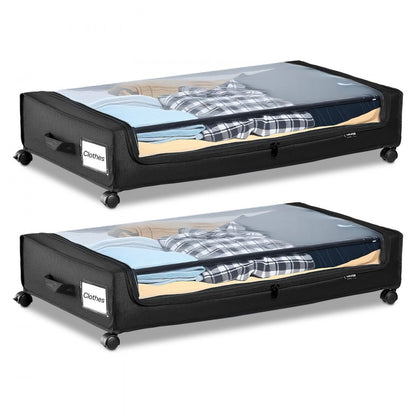 Under Bed Storage with Wheels 770x470x173 mm Rolling Storage Bags 2 Pack