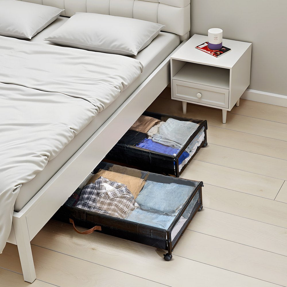 Under Bed Storage with Wheels 915x460x185 mm Rolling Storage Bags 2 Pack